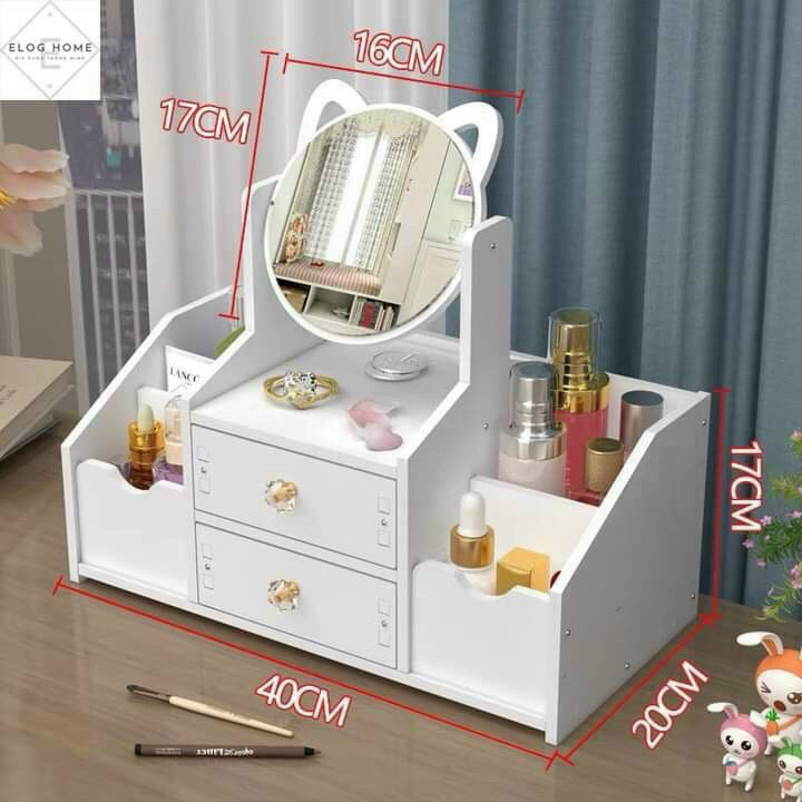Cosmetic storage shelf jewelry cabinet with mirror