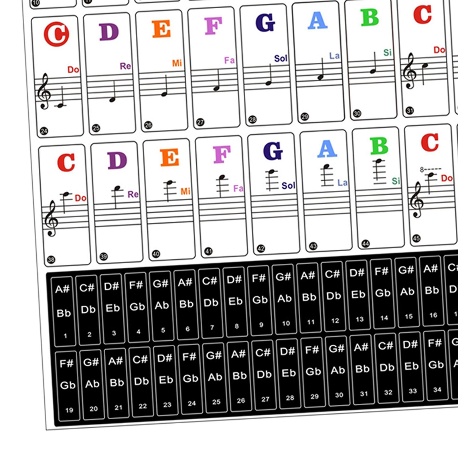 BNMUSIC Piano Sticker Multicolor Keyboard Decals Leaves No Residue Piano Notes Guide