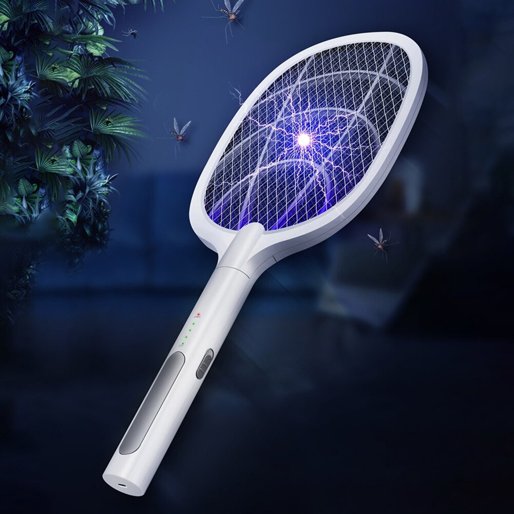 Vợt muỗi kiêm đèn bắt muỗi tự động 2in1 pin 1200mAh tích hợp đèn led ánh sáng có đế cắm sạc cao cấp