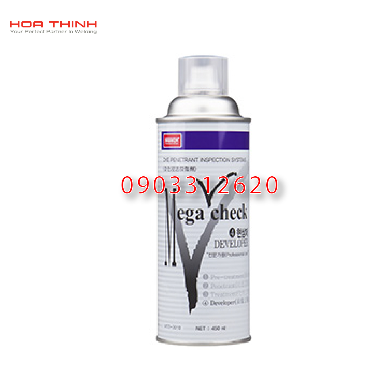 Nabakem - Dung dịch kiểm tra hiện vết nứt mối hàn MEGACHECK- DEVELOPER, 450ml/bình
