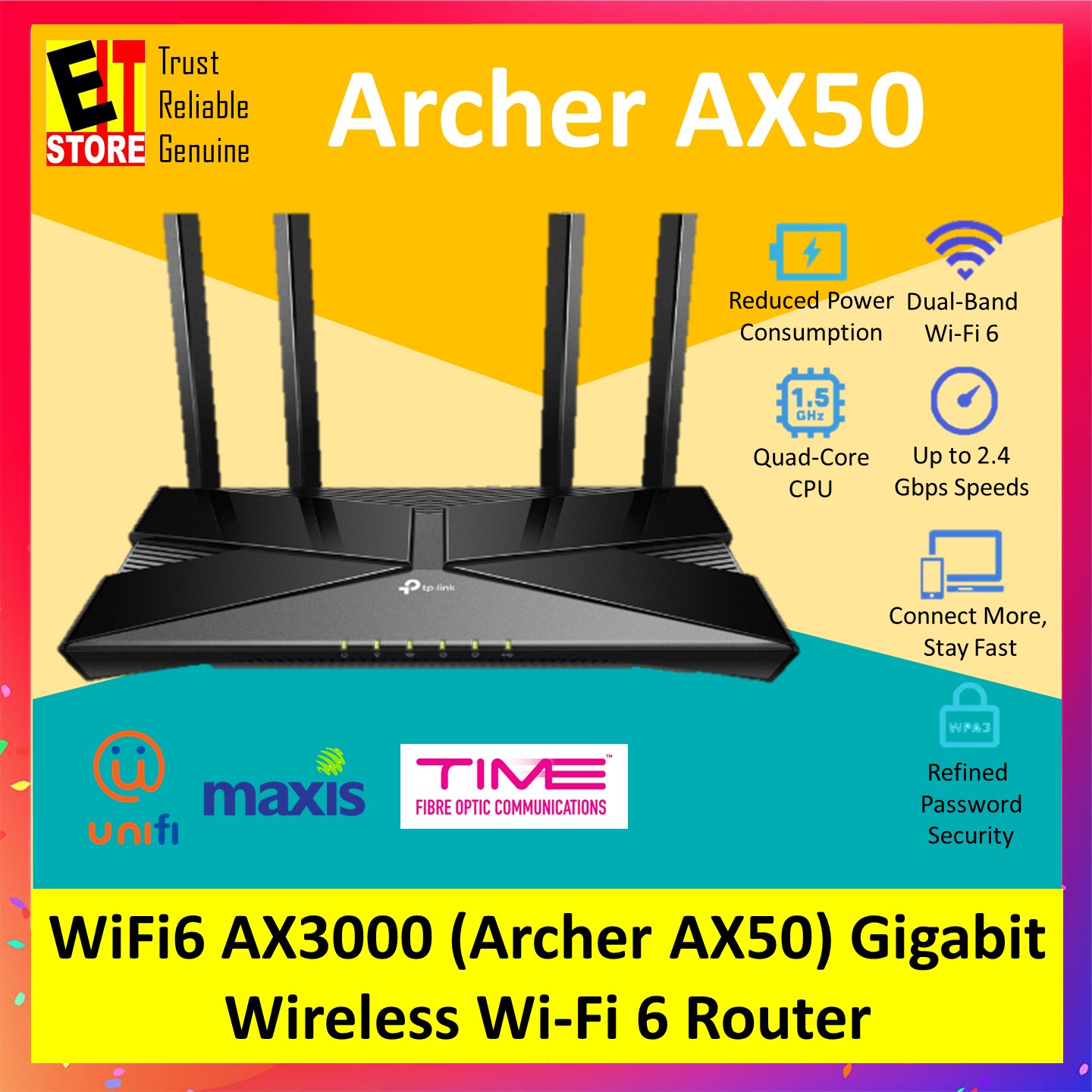 Archer Ax50 Router TP-LINK ARCHER AX50 AX3000 DUAL BAND GIGABIT Wi-Fi 6 MODEM ROUTER | Lazada