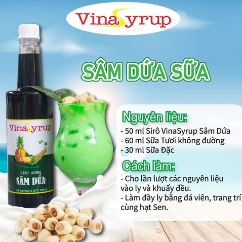 (Hỏa Tốc HCM) Siro Sâm Dứa  Không Đường Vina Syrup - Chai 700ml