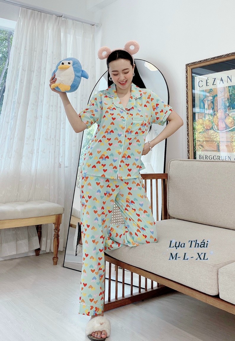 BỘ PIJAMA LỤA THÁI SIZE XL (55KG-63KG) TAY NGẮN , QUẦN CÓ TÚI SÂU