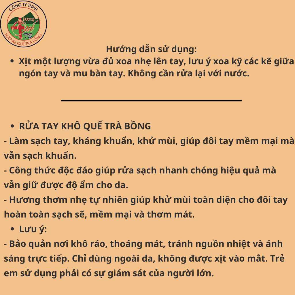 Nước Rửa Tay Khô Quế Trà Bồng 100ml