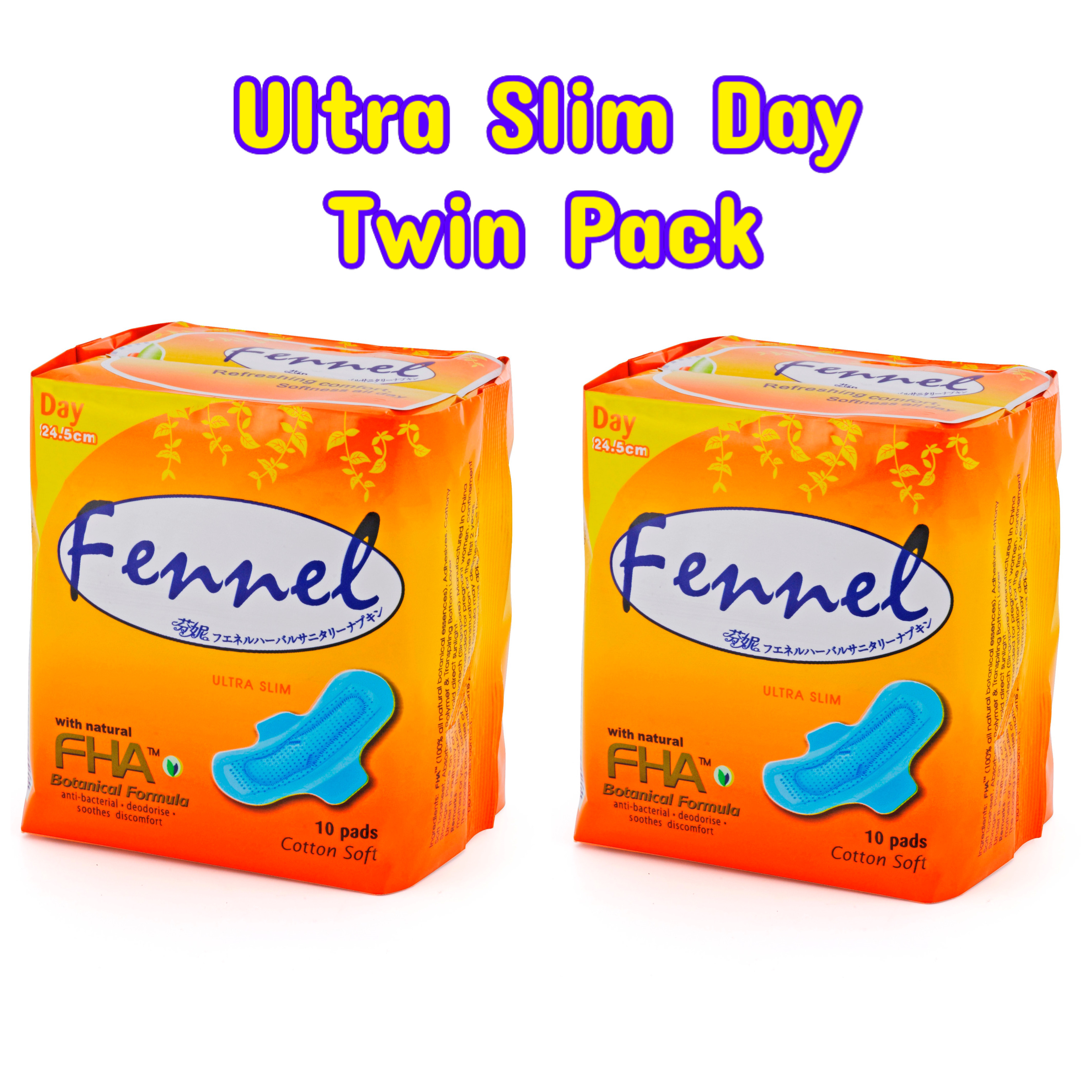 Fennel Herbal Day Ultra Slim Sanitary Napkin / Pad Twin Pack 20 pcs