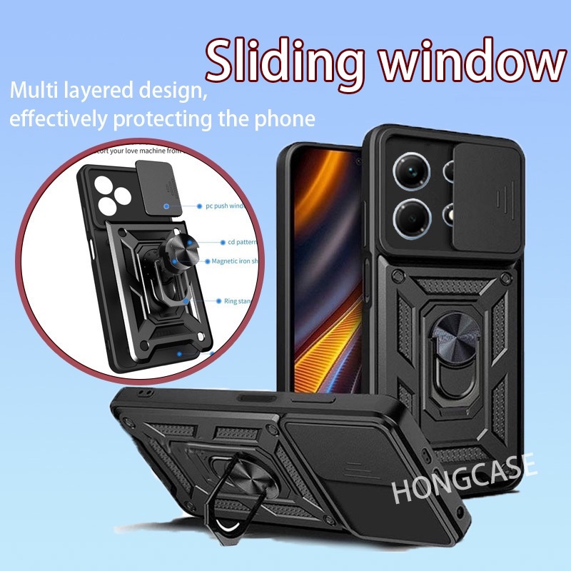 Casing For Infinix Note 30 Pro 5G note30 30Pro Note30Pro 4G note40 note40Pro 40Pro+ 40Proplus 2024 Phone Case Armor Ring Bracket Shockproof Push Pull Camera Protection Back Cover