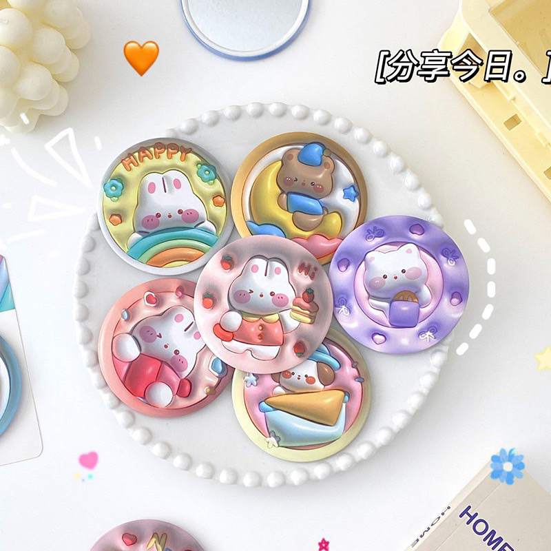 Gương mini 1 mặt in nổi 3d hoạt hình thú cute - 1 cái