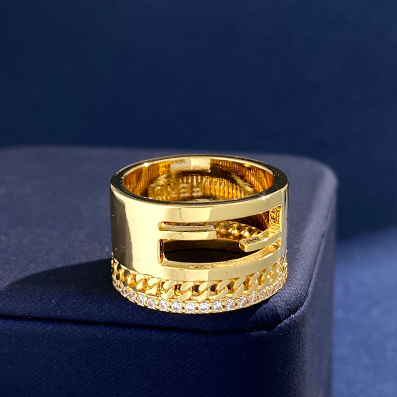 Men's Hip Hop Trend Ins Design Skeleton Chain Patchwork Gold Ring