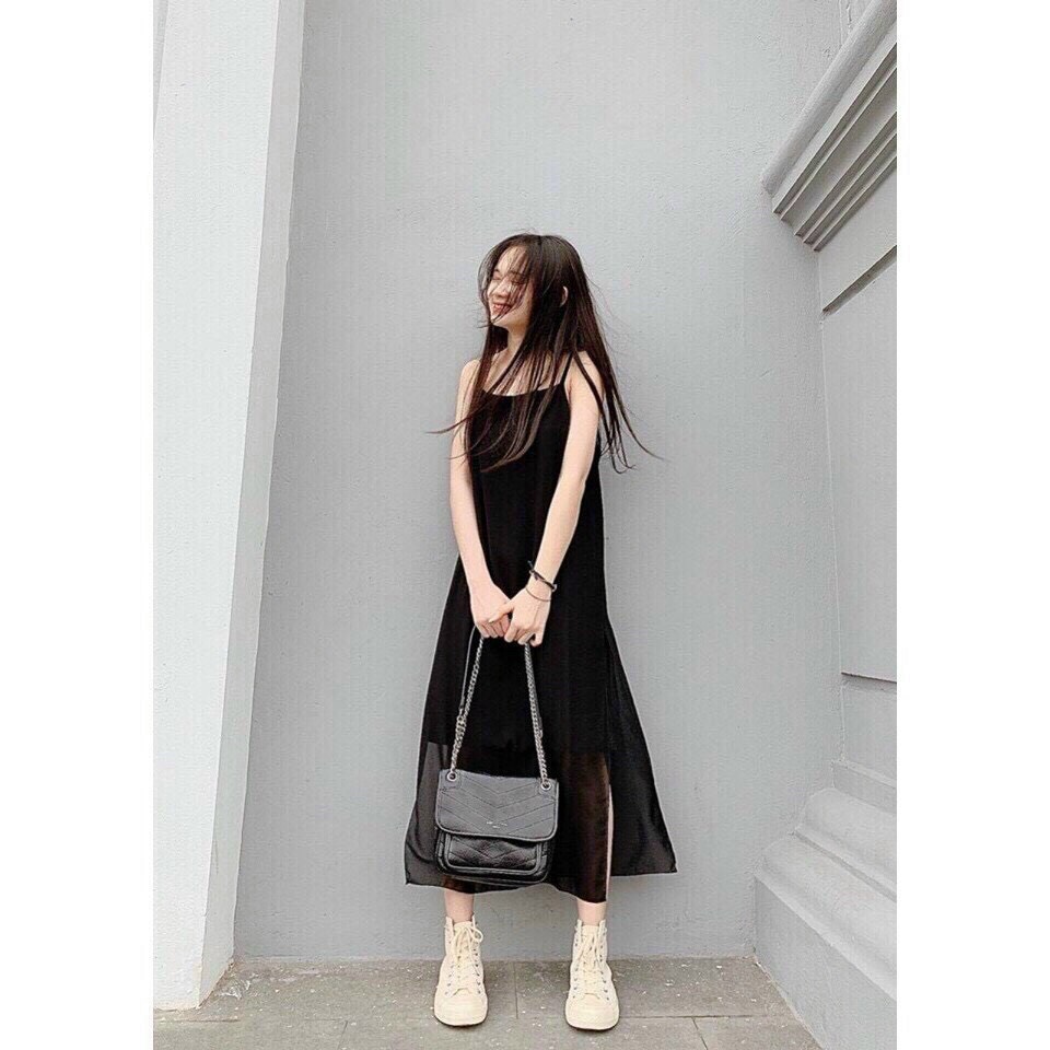 Đầm voan hai lớp siêu xịn, đầm voan đơn giản hai lớp trơn, đầm voan hai dây hai lớp mặc đi chơi đi tiệc tôn dáng siêu đẹp