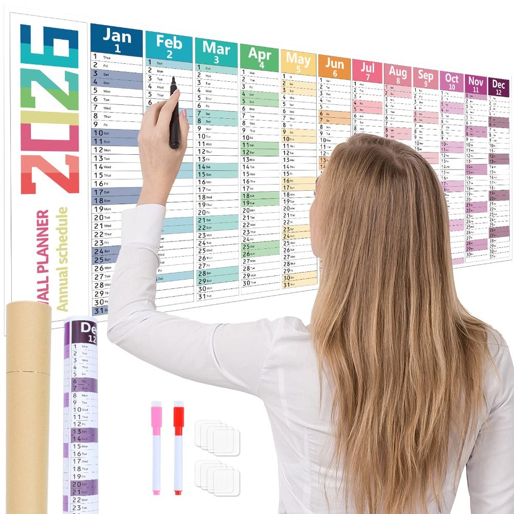 Home Planner Organizer 42x100cm 2026 English Calendar Creative Notes 12 Month Calendar Agenda Organizer Monthly Planner Calendar Office Stationery. 