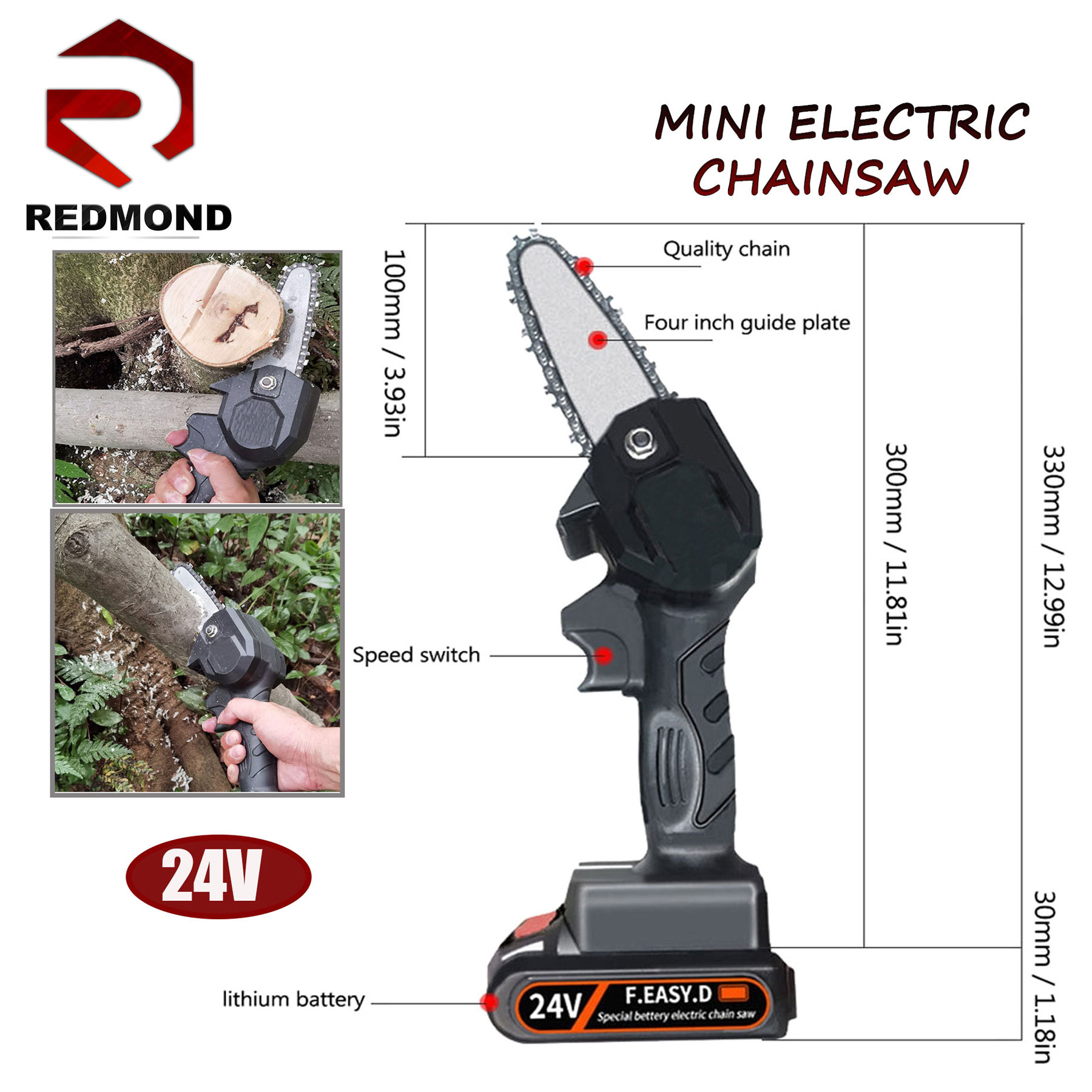 Redmond C100 Portable Mini Electric Chainsaw For Garden Trimming sawing