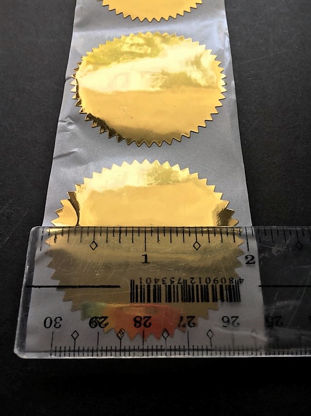 Shiny Metallic Gold Notarial Seal Sticker (40pcs/pack) for Certificates, Awards, Diplomas