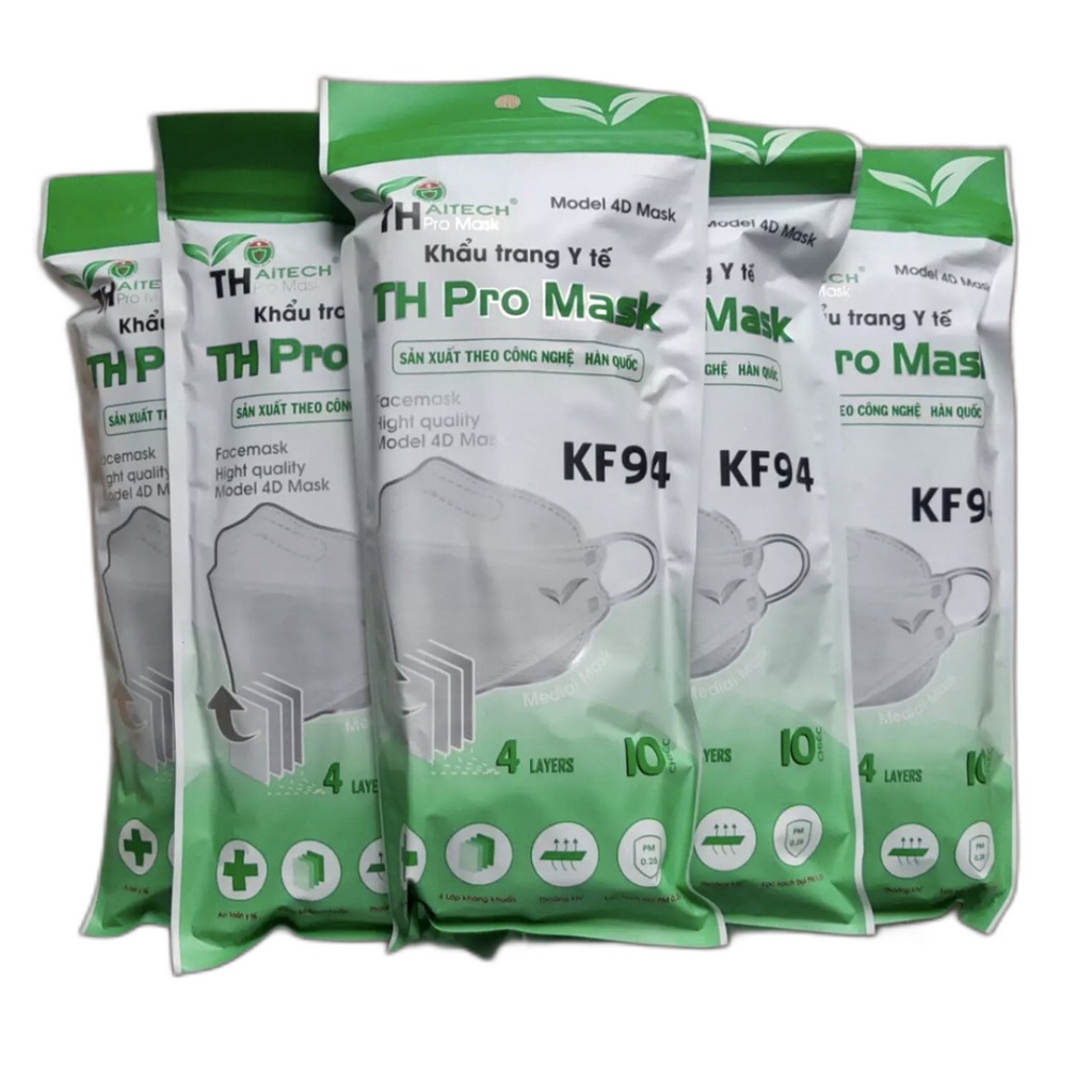 Thùng 300chiếc khẩu trang y tế kf94 4d th pro mask 4 lớp kháng khuẩn