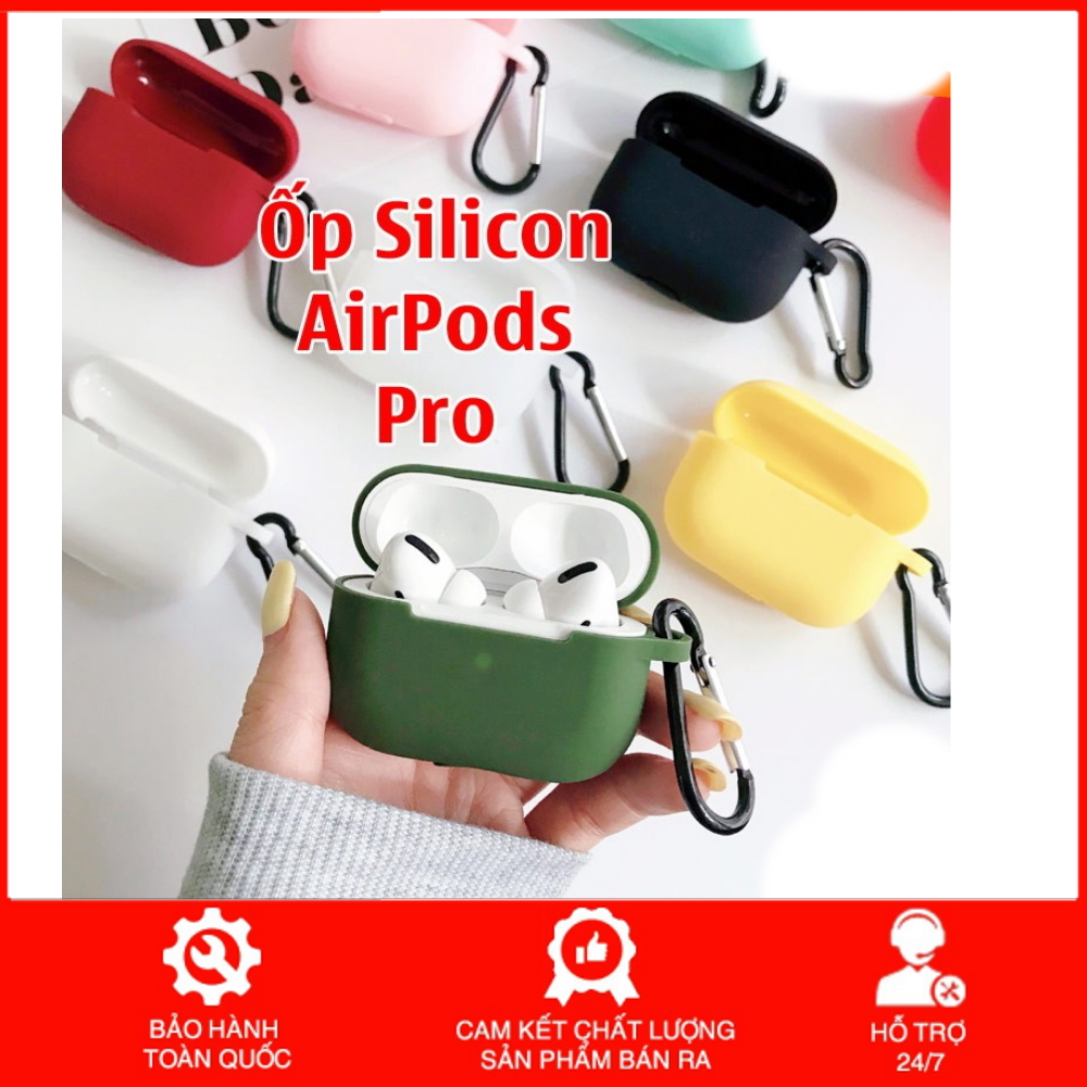 Case Airpod Pro - Ốp Airpod Pro - Trơn nhiều màu ( kèm móc sắt )