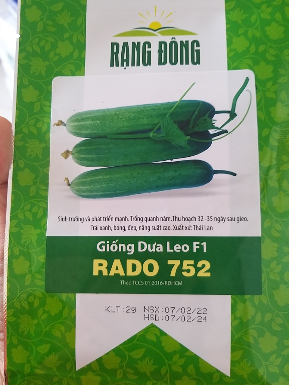 Hạt giống dưa leo f1 rado 752 rạng đông gói 2g