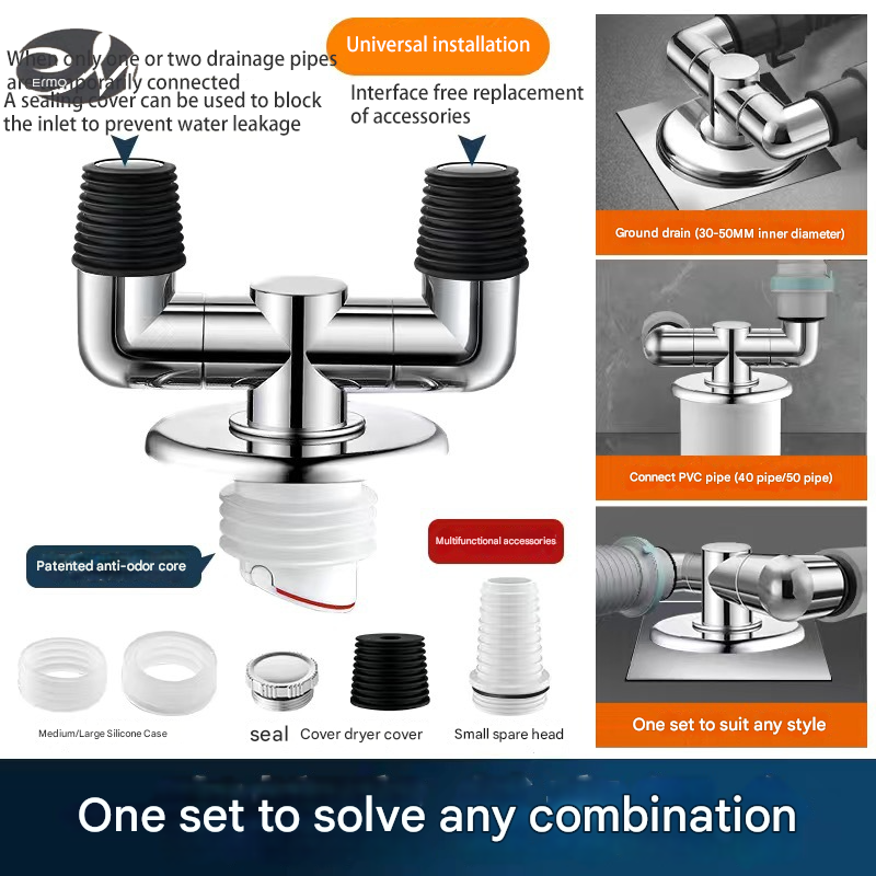 Horizontal and vertical universal washbasin sewer pipe surface, basin drainer, anti-odor drainage pipe, countertop, hand pool, leaking plug accessories