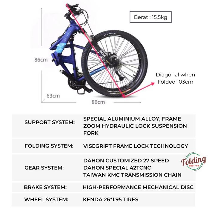 PROMO KILAT DAHON ESPRESSO D24 MOUNTAIN FOLDING BIKE MTB 26 in