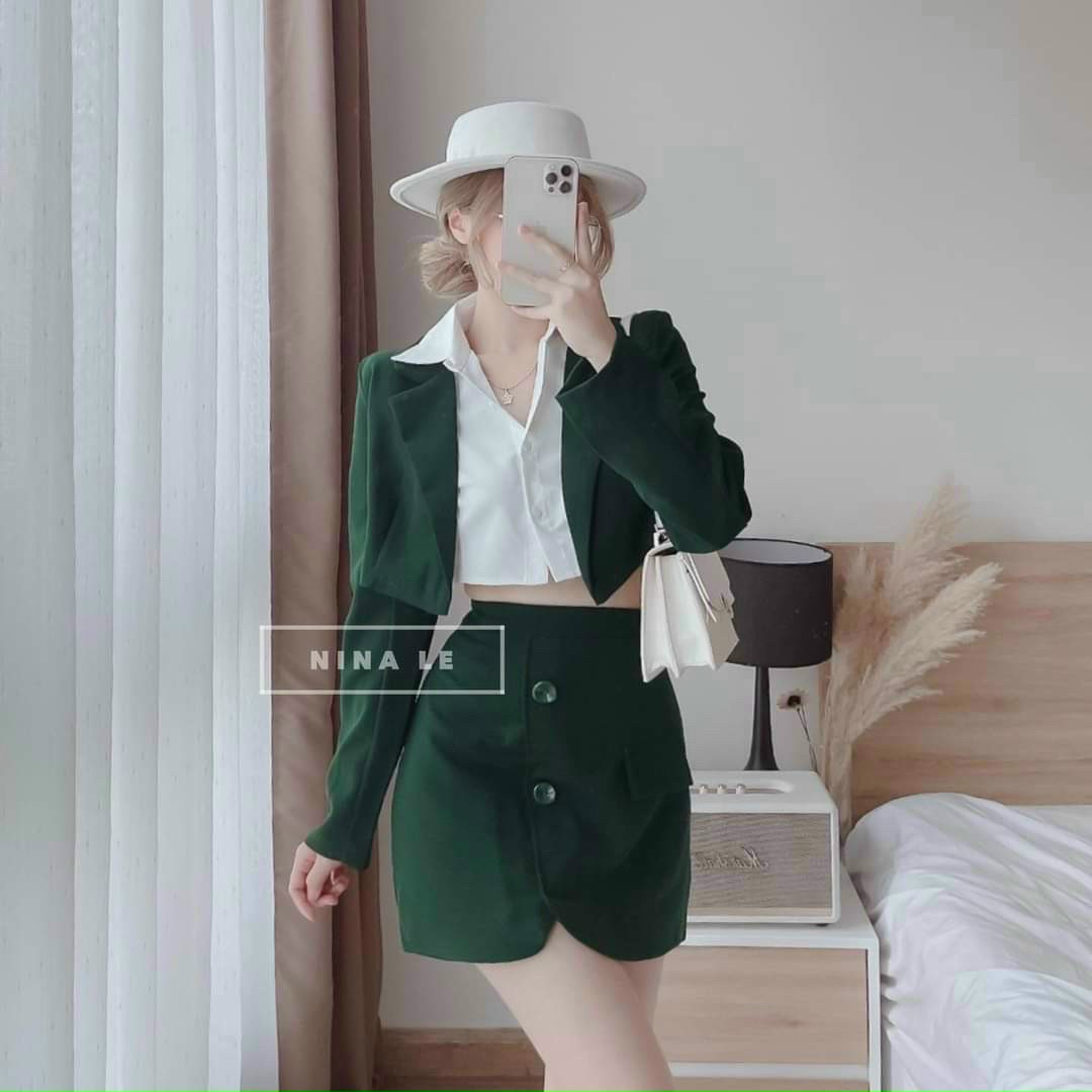 Sét Đồ 3 Món (chân váy có lót) Sang Chảnh