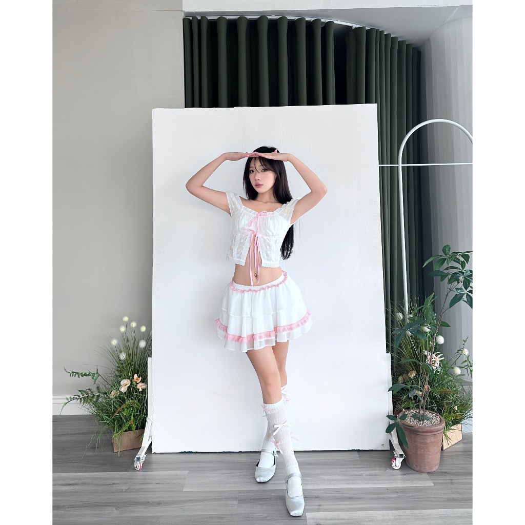 [VOUCHER 12%/149K] Chân váy xòe phối ren MONÁ - SELINA