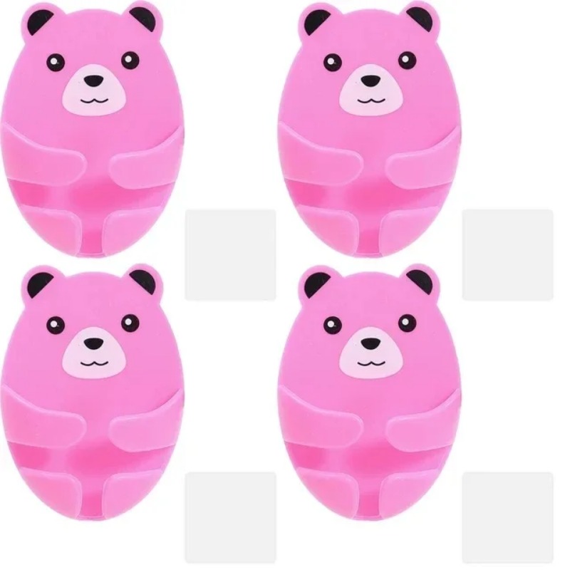 1/4Pcs Bear Plug Storage Hook Wall Organize Bracket Socket Holder Creative Mobile Phone Bracket Self-adhesive Storage Hanger