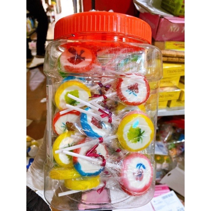 sỉ lọ 50c kẹo mút tròn hình hoa quả