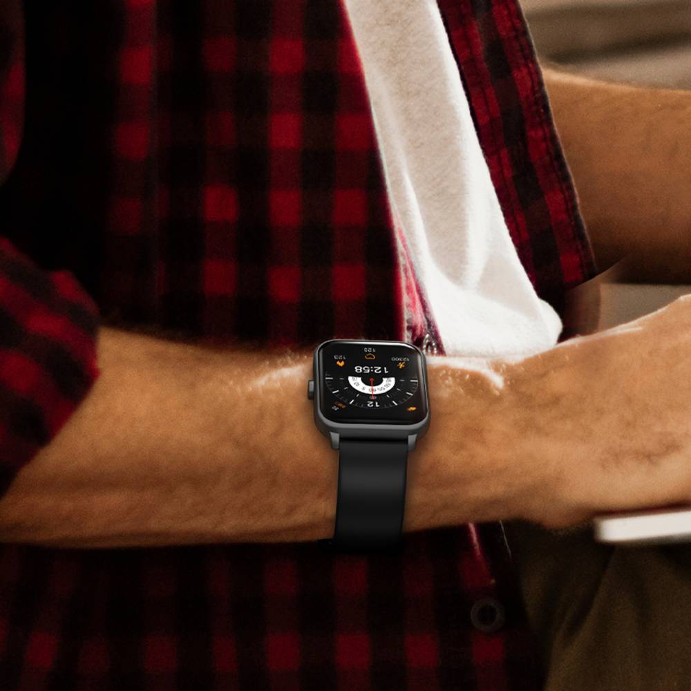 QCY Watch GTS stylish black smartwatch. 