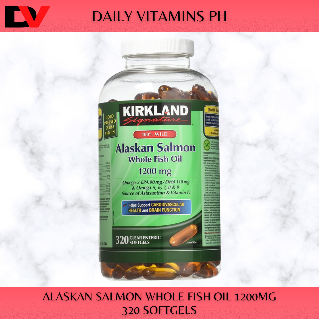 Kirkland Alaskan Salmon Whole Fish Oil 1200mg, 320 Softgels Heart and