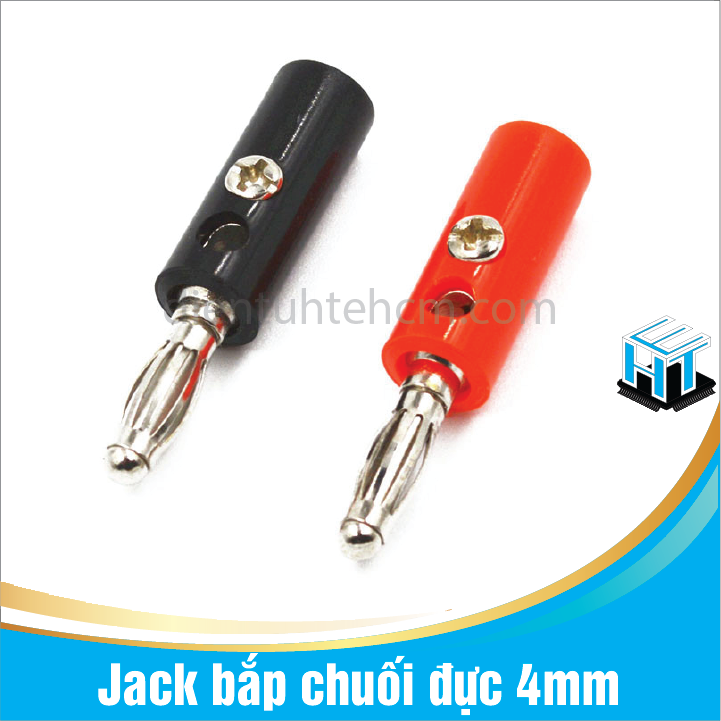 COMBO 2 cặp Jack bắp chuối đực 4mm đen đỏ(2 đen ,2 đỏ)