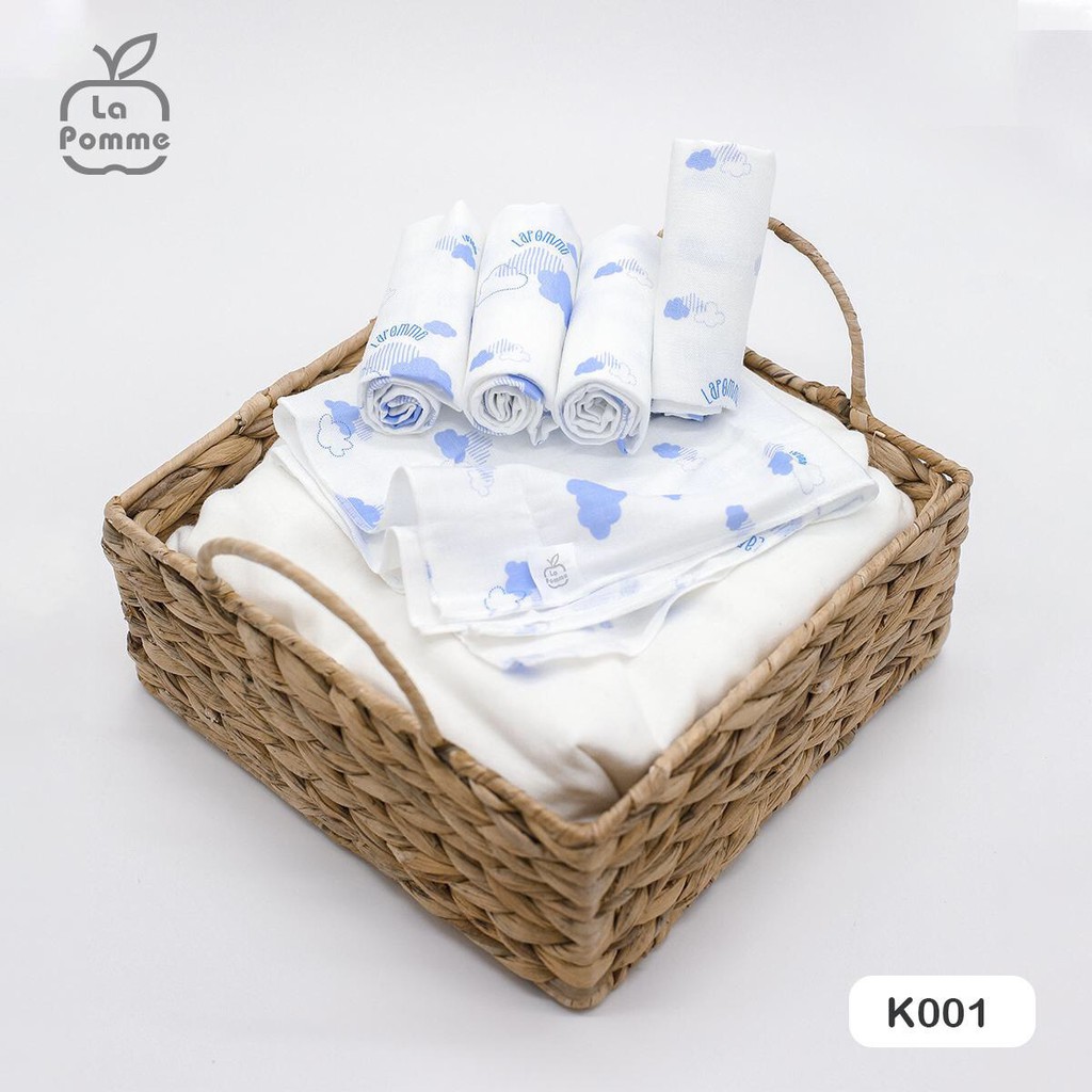 Set 5 Khăn sữa lụa LA Pomme sợi tre cao cấp ( 30x30cm)