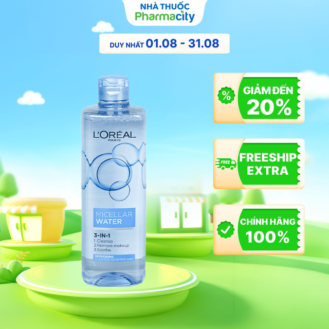 Nước tẩy trang tươi mát L'Oreal Micellar Water Refreshing (400ml)