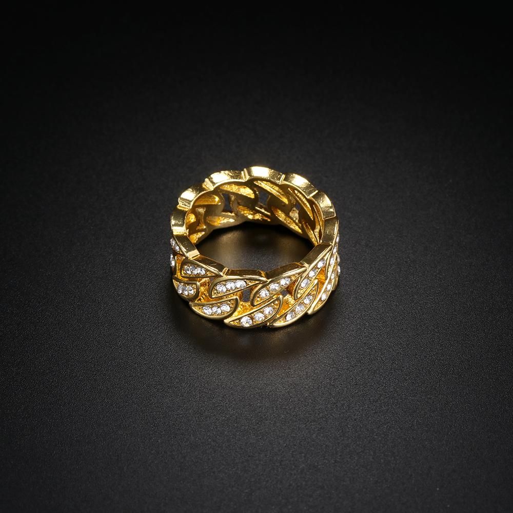 1 Chiếc Nhẫn Vàng Cuba 14K Chắc Chắn Nhẫn Đính Đá Trắng Với Nhẫn Kim Cương Trắng Quà Kỷ Niệm Nhẫn Cưới Trang Sức Cỡ 5-11