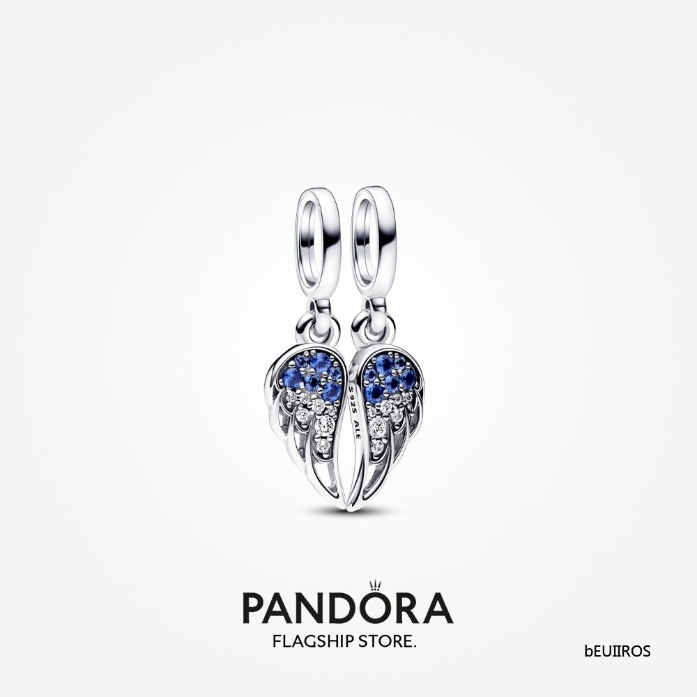 2023 New Pandora Sparkling Splitable Angel Wings Dangle Charm