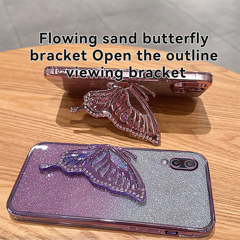 For Realme C61 C63 Note 60 Note 50 Case Diamonds butterfly holder shiny hourglass of quicksand transparent soft silicone for Realme Note 50 Note 60 C63 C61 Back Cover. 