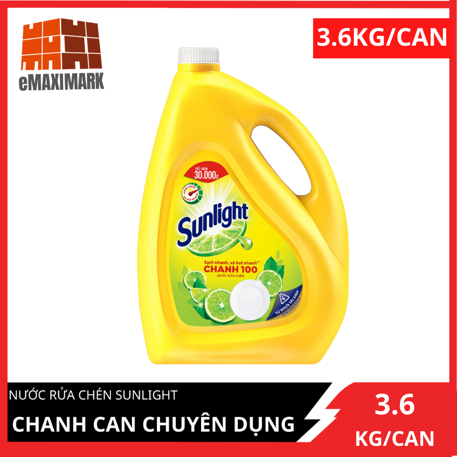 Nước rửa chén sunlight hương chanh can 3.6kg