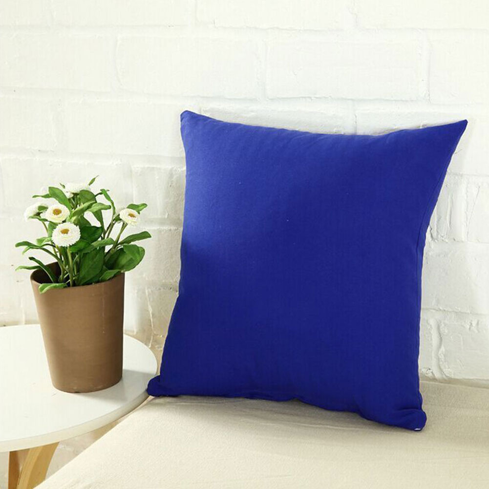 Plain Solid Color Throw Pillow Case Home Sofa Linen Cotton Square Cushion Cover