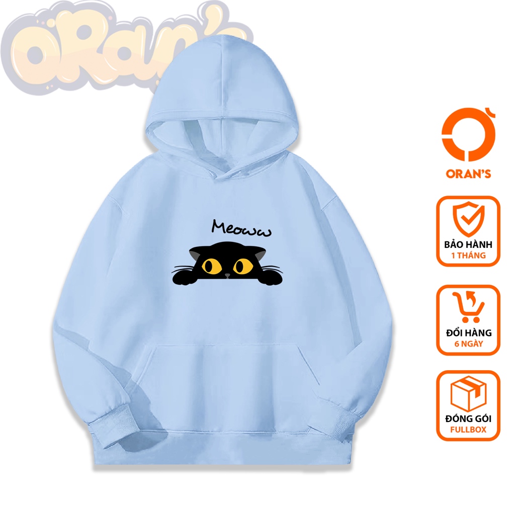 Áo hoodie đôi Kiss me Meow Orans Classic chất cotton lót bông fullbox - Orans basic