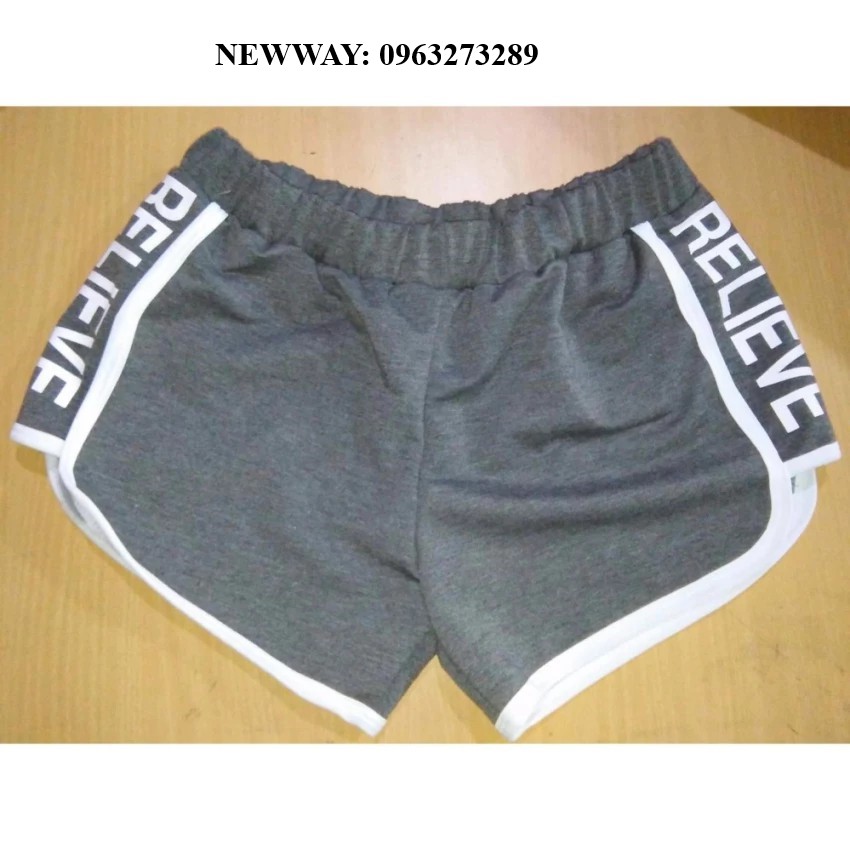 Quần đùi tập gym nữ chất cotton VIỀN CHỮ