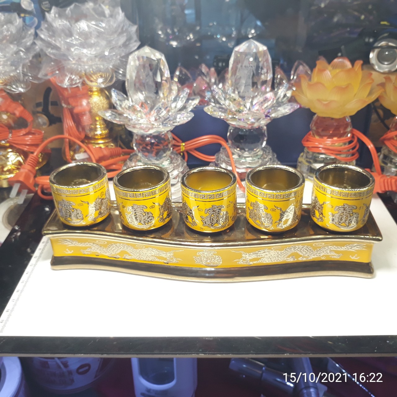Án 5 ly và Án 3ly nước thờ cúng rồng vàng