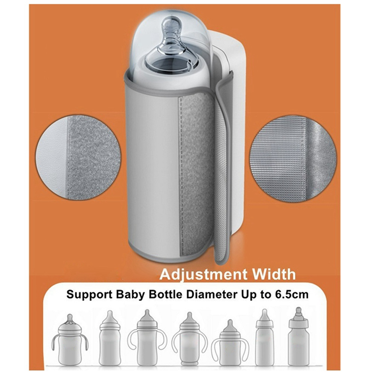 1Set Bottle Heating Jacket 6Levels Adjustment Temperature Display Bottle Heater Portable Baby Bottle Heater 6000Amh C