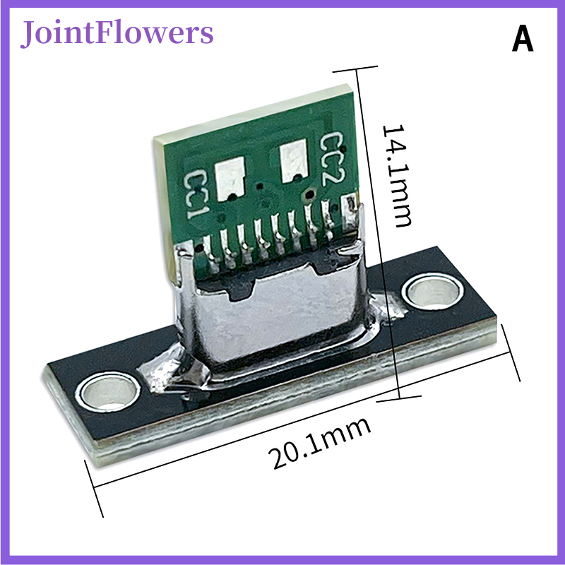 JointFlowers 1pcs Type-C Female Connector Jack Charging Port USB 3.1 Type C Socket With Fixing Plate