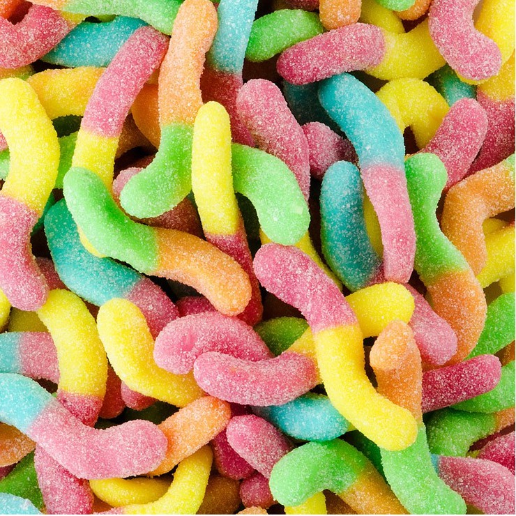Kẹo dẻo con sâu Trolli Sour Glowworms 2GO Đức 150gr