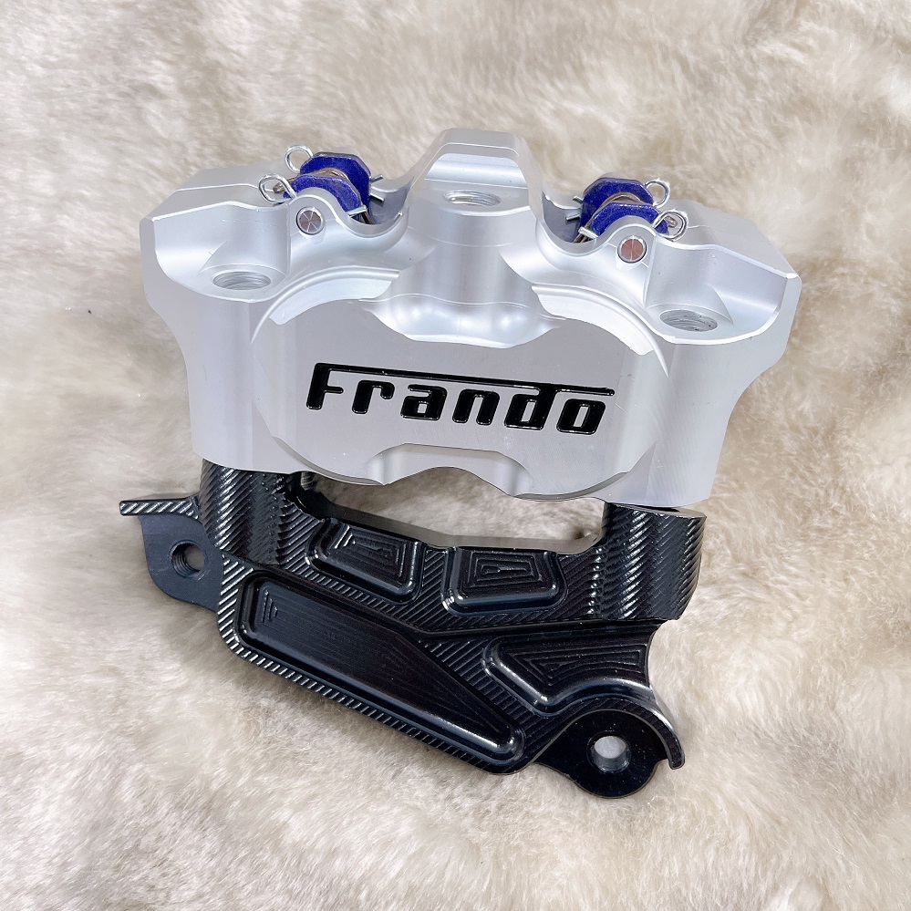 _heo frando fcc 682 màu bạc chữ đen kèm pát cnc nhôm đen nguyên khối lắp vario, vision, click đĩa 260-267mm