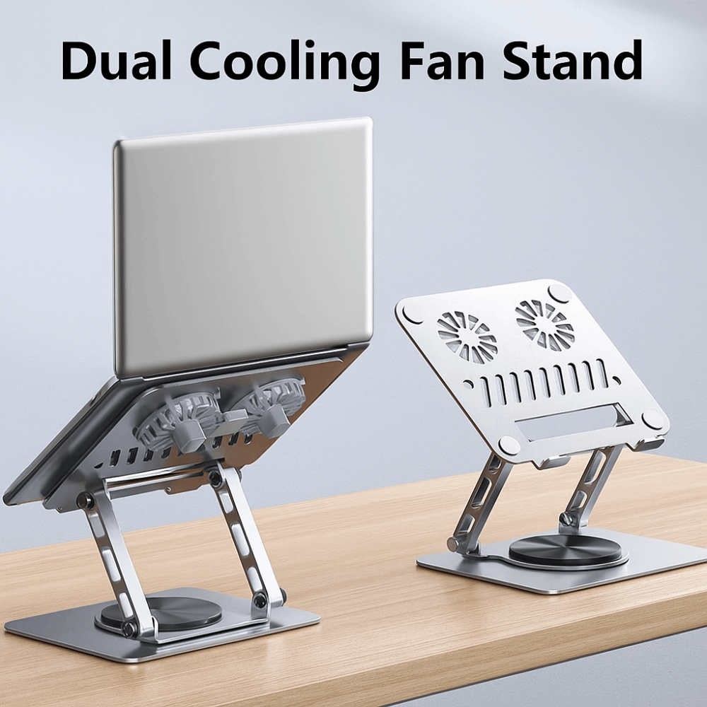 Stable 360 ° Rotatable Cooling Fan Laptop Bracket Adjustable Foldable ...