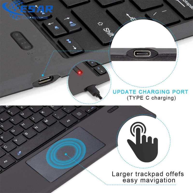 Ft-1089d Wireless Bluetooth-compatible Keyboard With Touchpad Backlit Compatible For Microsoft Surface Pro 3 4 5 6 7