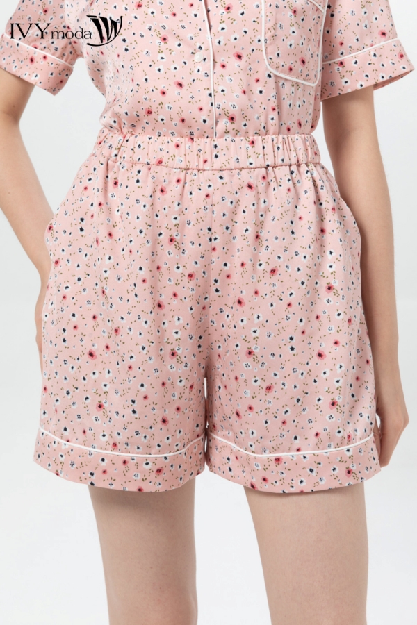 Bộ đồ ngủ pyjama lụa phối họa tiết IVY moda MS 16X1367