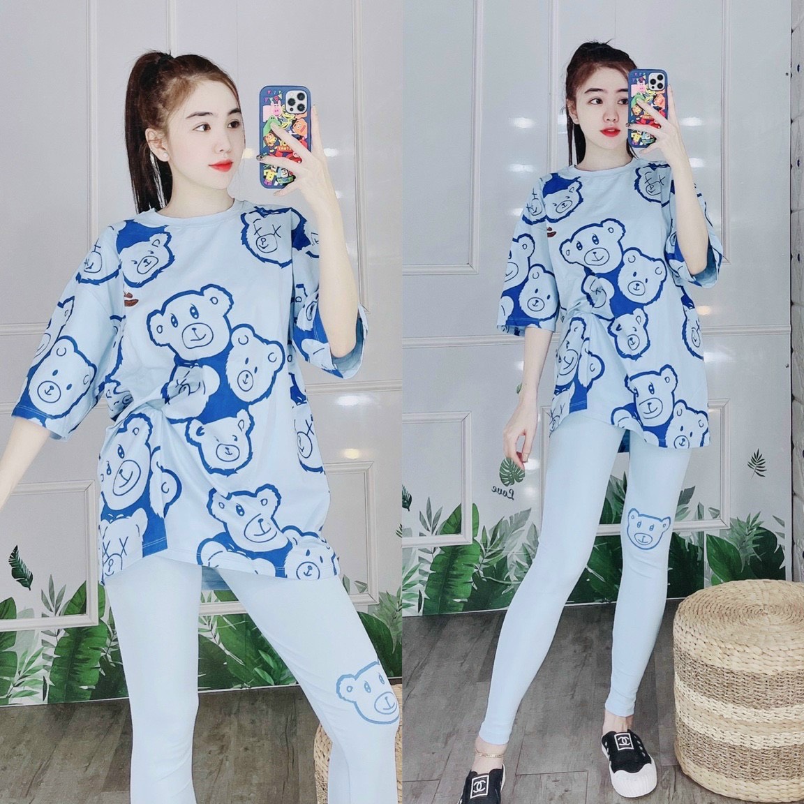 Bộ thun cotton siêu dễ thương mặc nhà , đi chơi, đi chợ đều được