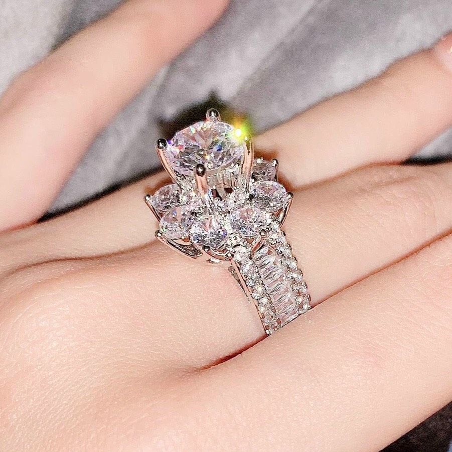 Nhẫn mạ vàng trắng thật cao cấp, NHẪN BẠC Ý xi kim, nhẫn kim cương cao cấp, nhẫn pha lê thời trang, nhẫn nữ đẹp phong cách Hàn Quốc - Trang Sức GADO N200 CAM KẾT KHÔNG ĐEN