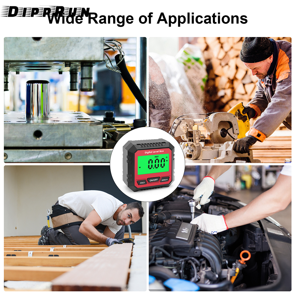 DIPPRUN 90° Digital Level Protractor Inclinometer Magnetic Base Digital Angle Gauge with Backlight Level Tester Measuring Tool