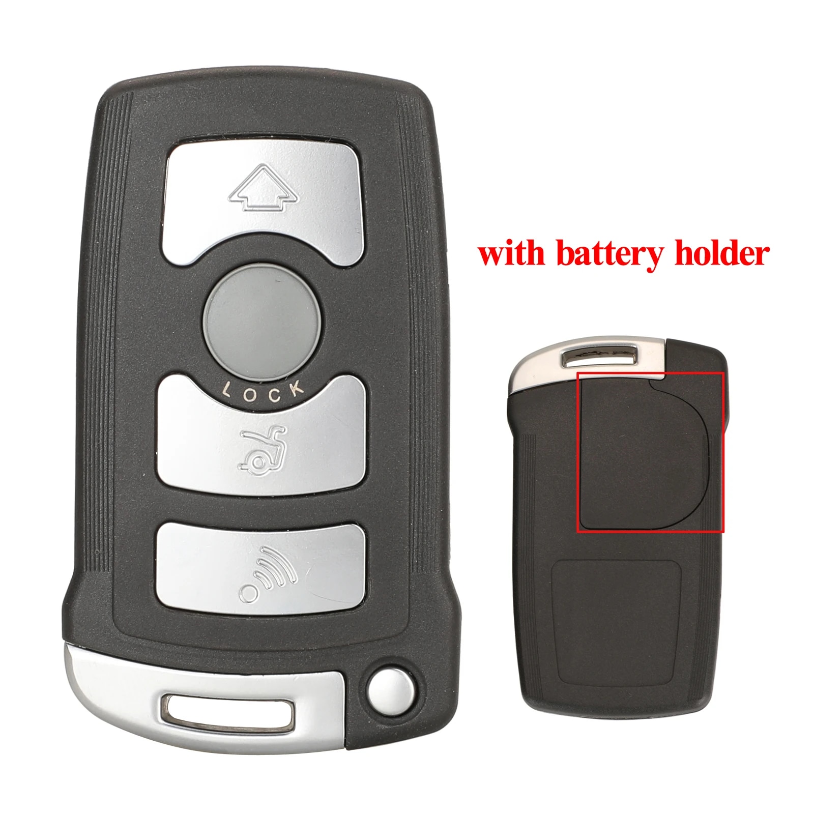 Jingyuqin Remote Car Key Case Shell For BMW 7 Series E65 E66 E67 E68 745I 745Li 750I 2002-2008 3 Buttons Smart Keychain Fob
