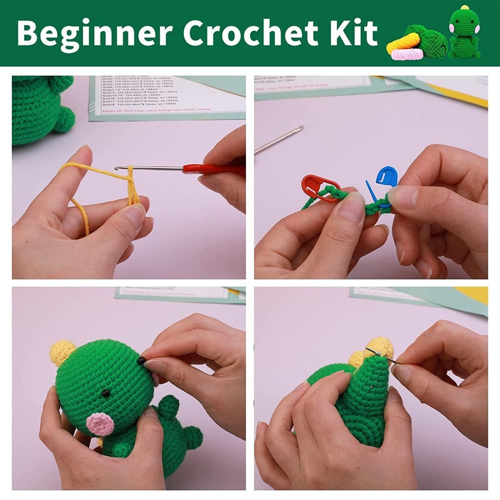 X CRAFT HOME with Step-by-Step Video Tutorials Beginners Crochet Kit Yarn Polyester Fiber Knitting Kits Learn to Crochet Kits Casual Crochet Animal Kit Adults Kids